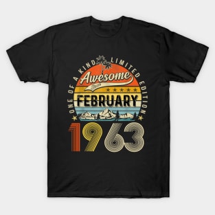 Awesome Since February 1963 Vintage 60th Birthday T-Shirt